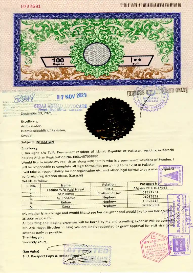 How to apply for Afghan Spouse family Visa for Pakistan